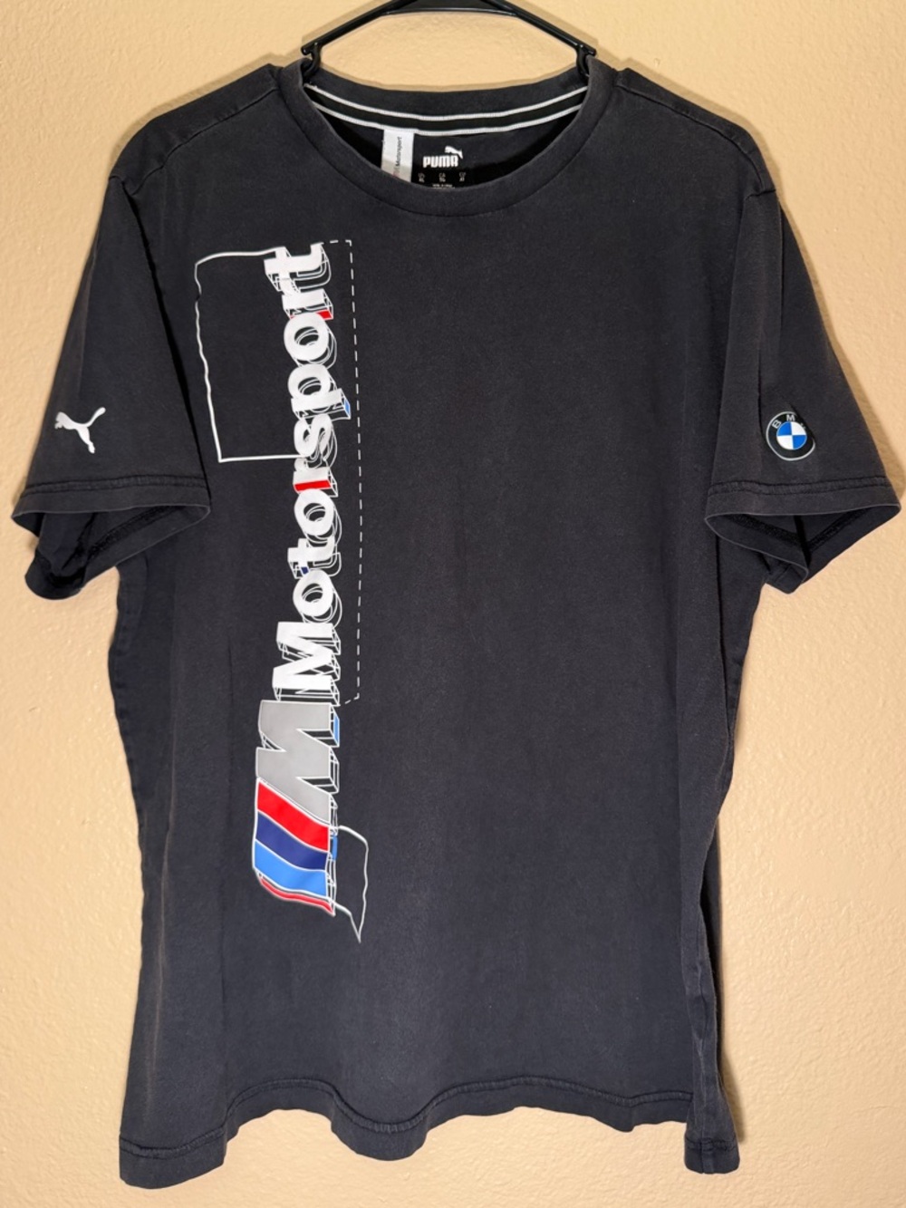 BMW Motorsport Mens XLARGE Black Cotton Puma Short Sleeve T-Shirt size XL